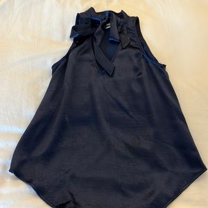 Navy satin sleeveless top